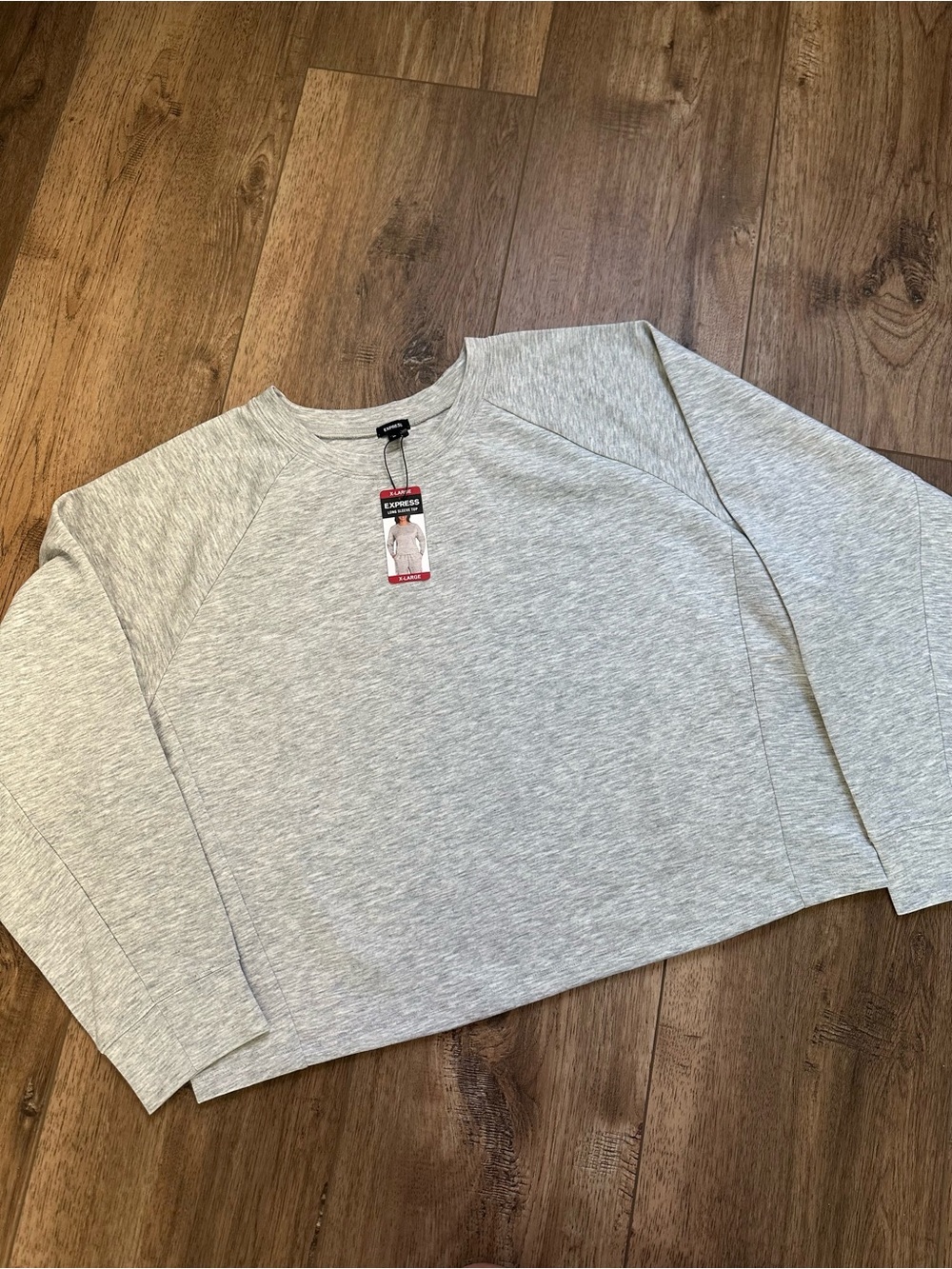 Express Sweater, Crewneck, Cropped, Gray, Neutral, Lightweight, Minimalist, XL